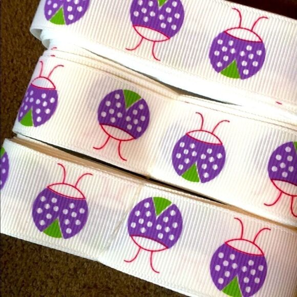 Grosgrain Ribbon 7/8” 5 yards 5/$20 purple ladybug - Picture 1 of 3